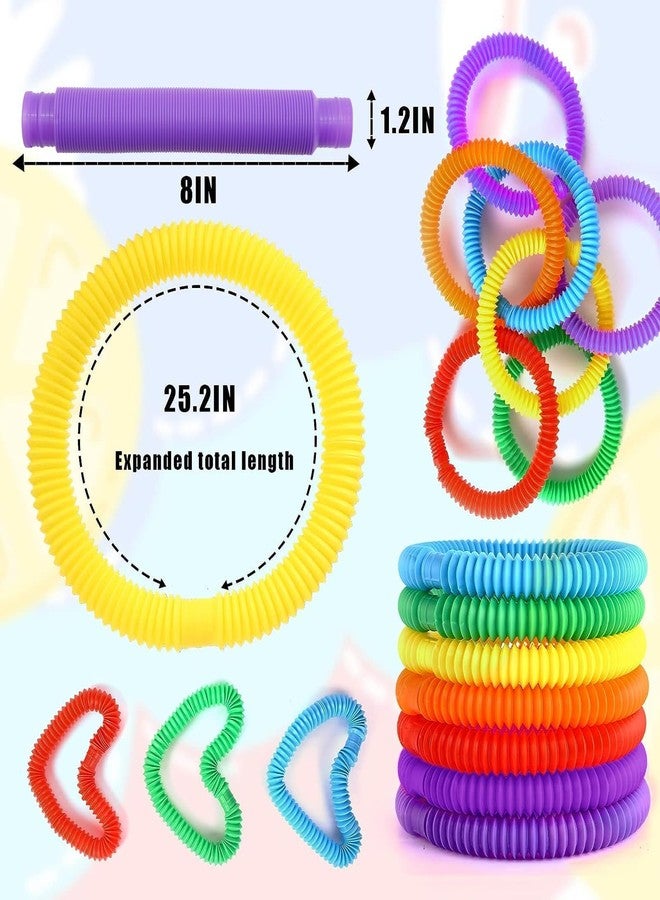 Vanblue Large 8 Pcs Pop Tubes Sensory Fidget Tubes Summer Toddler Toys Party Favors with Autism Classroom Prizes Gifts Goodie Bag Stuffers Anxiety Stress Relief Toys for Kids Adults - Image 2