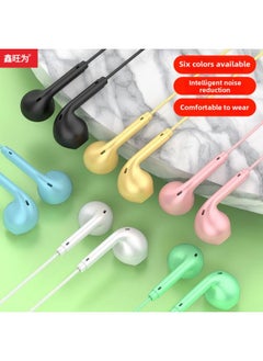 Generic Macaroon Headset Wired Headset Suitable For 3.5mm Huawei Apple Mobile Phone In-ear Wire Control Stereo Band Mac-Color:Black (with Packaging)  - Image 5