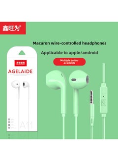 Generic Macaroon Headset Wired Headset Suitable For 3.5mm Huawei Apple Mobile Phone In-ear Wire Control Stereo Band Mac-Color:Black (with Packaging)  - Image 2
