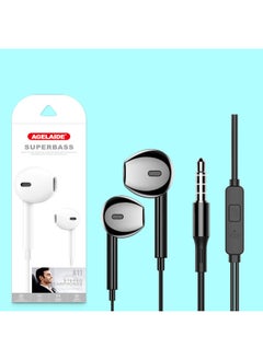 Generic Macaroon Headset Wired Headset Suitable For 3.5mm Huawei Apple Mobile Phone In-ear Wire Control Stereo Band Mac-Color:Black (with Packaging)  - Image 1