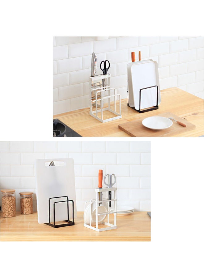 NIBEMINENT Knife Block with Cutting Board Holder White 21.00x12.00x14.00cm  - Image 2