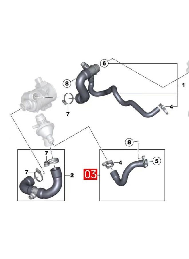 AMCC Aluminum enhanced version Coolant Hose Compatible with BMW N20 125i 220i 320i 328i 420i 428i 528i xDrive 520i X1 X3 X4 X5 X6 Z4 L4 2.0L Replaces：11537603514 - Image 2