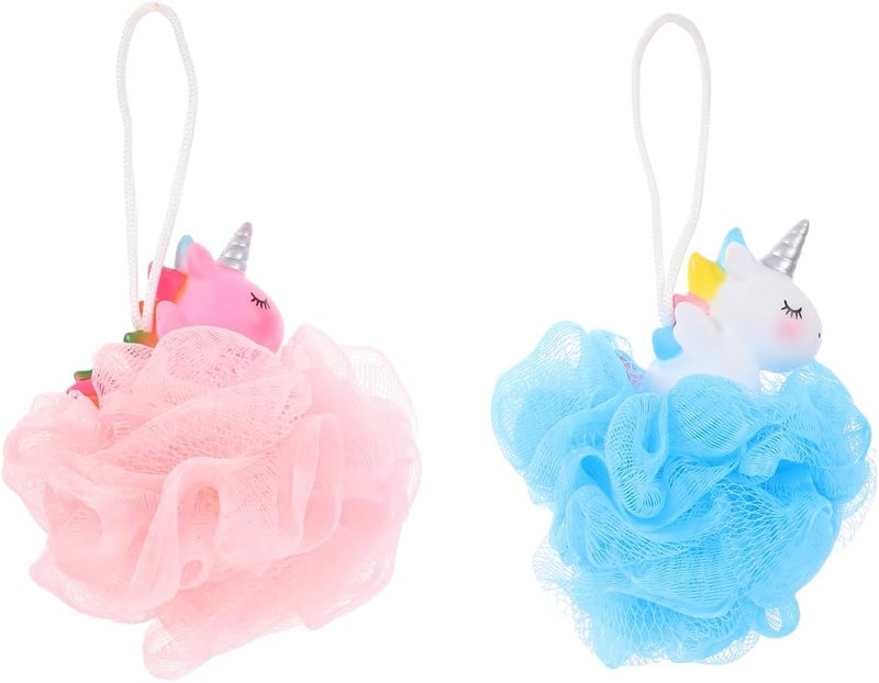 FOMIYES 2pcs Unicorn Bath Ball Bathtub Scrubber Bath Sponge Mens Loofah Scrub Sponge Shower Sponge with Bubble Sponge Unicorns Body Shower Balls Bathroom Supply Exfoliating Bath Net