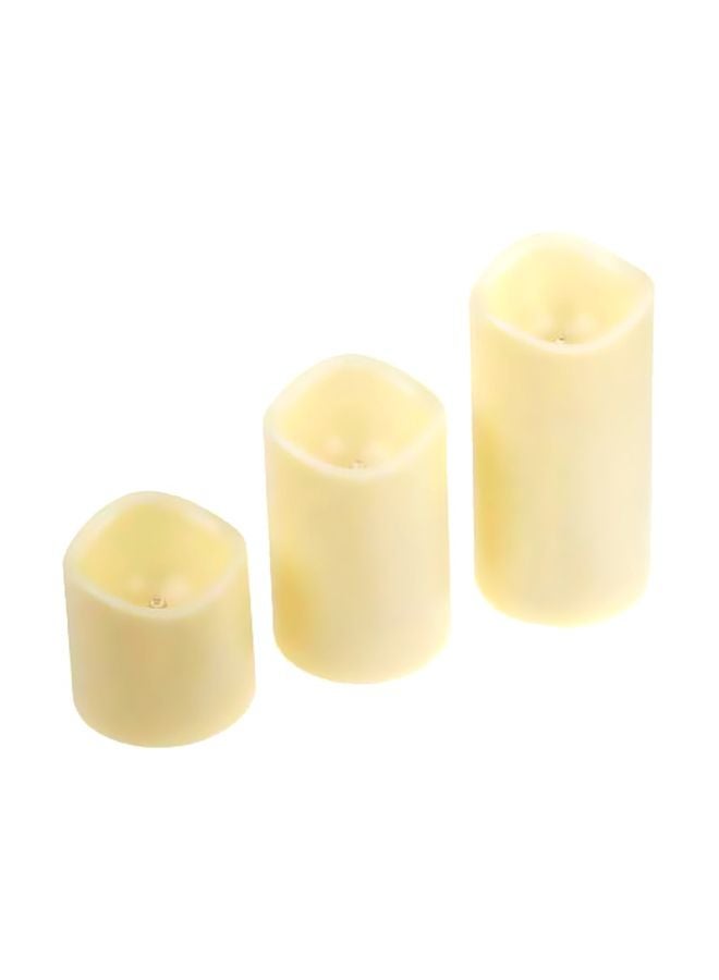 NIBEMINENT 3-Piece Cylindrical LED Candle Light Set With Remote Control White - Image 1