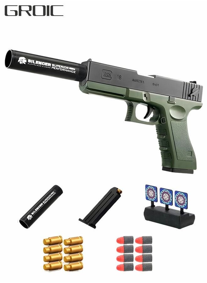 GROIC - Soft Bullet Gun Toy Foam Blasters Soft Bullet Shell Ejection Soft Bullet Toy Gun with Soft Bullets & Pull Back Action & Darts Targets Set Pistol Toys for Kids - Image 1
