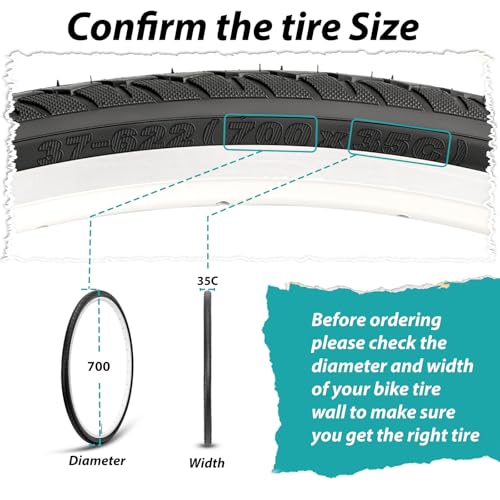 MOHEGIA 700C Road Bike Tires: 700Cx35C (37-622 mm) Folding Bicycle Replacement Tires Pair for On City Road Riding - Image 2