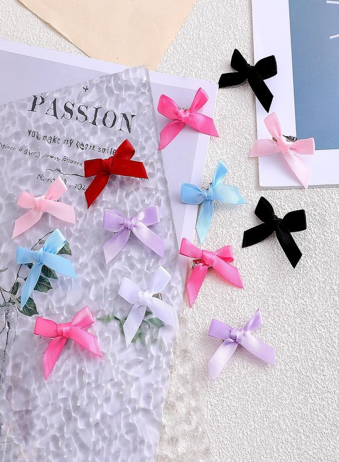 Hariendny 70PCS Mini Hair Bows & Clips for Women & Girls - Ribbon Bowknots, Solid Color Satin Bow Hair Barrettes - Image 5