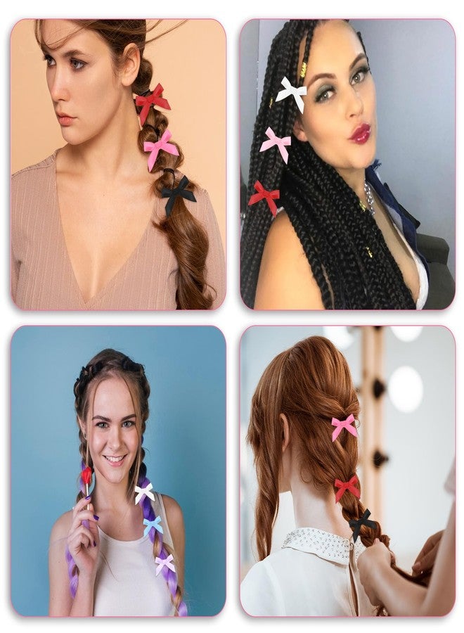 Hariendny 70PCS Mini Hair Bows & Clips for Women & Girls - Ribbon Bowknots, Solid Color Satin Bow Hair Barrettes - Image 4