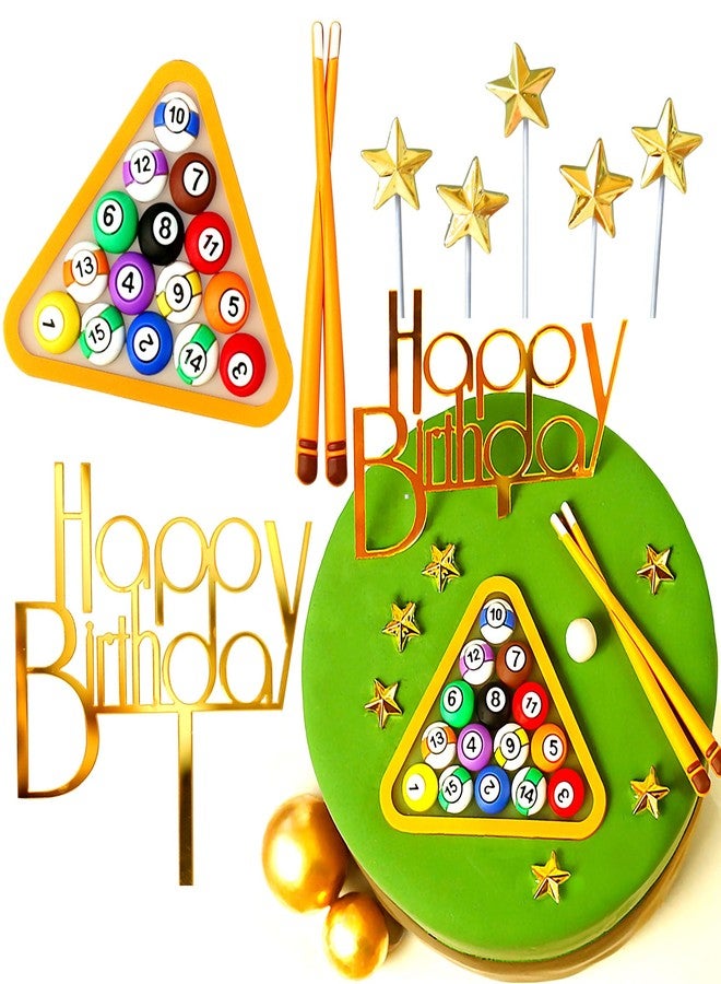 Roaring Good Time Billiards Cake Topper Billiards Ball Birthday Party Supplies Billiards Ball Birthday Cake Decoration Pool Cake Decorating birthday - Image 1