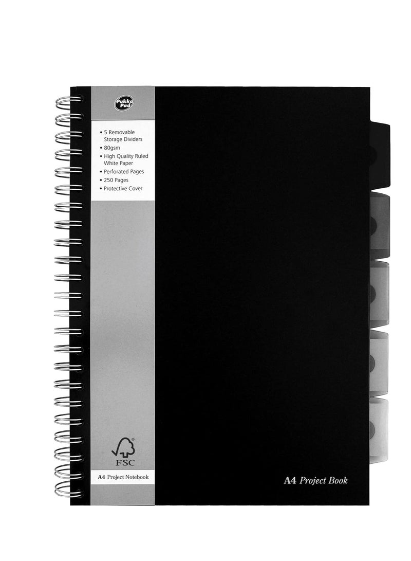 Pukka Pad Pukka Pad, A4 Executive Project Notebook 1-Pack - 29.7 x 21cm - Wirebound Notebook with 8mm Feint Ruled Lines on 80GSM Paper - Includes 5 Repositionable Dividers with Storage Pockets - 250 Pages - Image 1