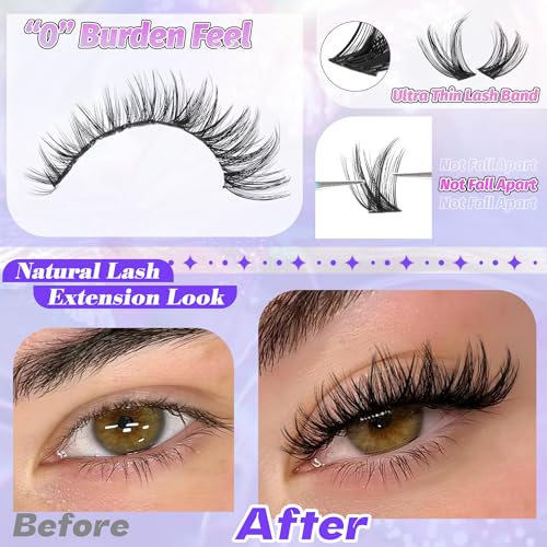 Alice Lash Clusters Wispy Eyelash Extensions 168pcs Volume Individual Lashes 10-18mm Waterproof Natural DIY Lash Extensions Cluster Eyelash Extensions by ALICE - Image 4