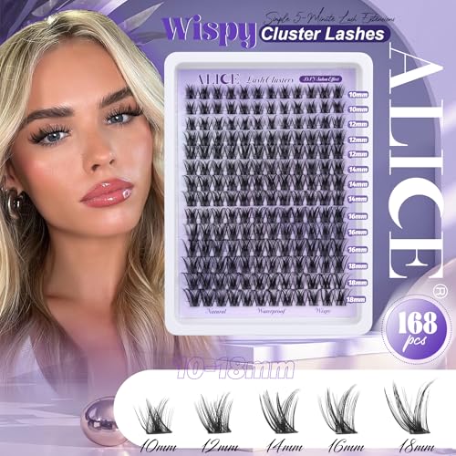 Alice Lash Clusters Wispy Eyelash Extensions 168pcs Volume Individual Lashes 10-18mm Waterproof Natural DIY Lash Extensions Cluster Eyelash Extensions by ALICE - Image 2