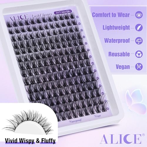 Alice Lash Clusters Wispy Eyelash Extensions 168pcs Volume Individual Lashes 10-18mm Waterproof Natural DIY Lash Extensions Cluster Eyelash Extensions by ALICE - Image 3