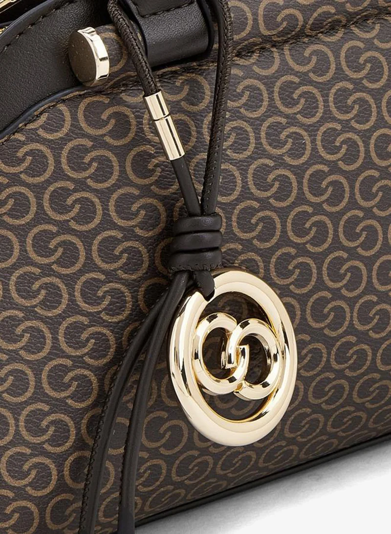 Celeste BROWN Monogram Print Tote Bag With Detachable Strap for Women | Best Price UAE