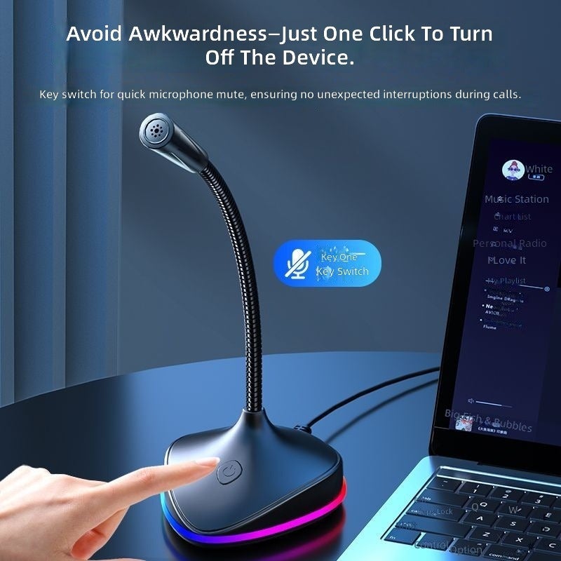 آيجو مايكروفون Aigo K8 USB - إلغاء الضوضاء للكمبيوتر واللاب توب ولعب الألعاب والمكالمات الصوتية والبث المباشر - Image 4