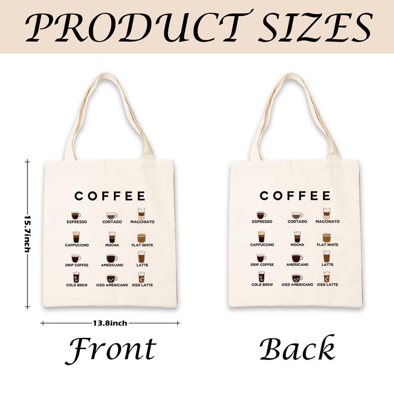 Coffee Canvas Totes, Reusable Cloth Cotton Tote Bags, Coffee Lover Gift, Canvas Tote Bag Aesthetic for Women, Casual Cotton Tote Bag for Work, Grocery, Shopping, Beach & Daily Use - Image 2