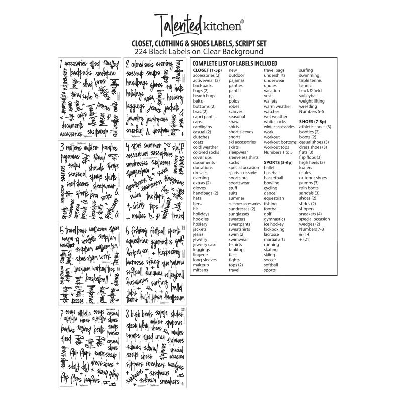 Talented Kitchen Closet Storage Labels - 224 Black Pre-Printed Closet Tags for Organizing Bins, Baskets, and Kitchen Storage (Water Resistant) - Image 5