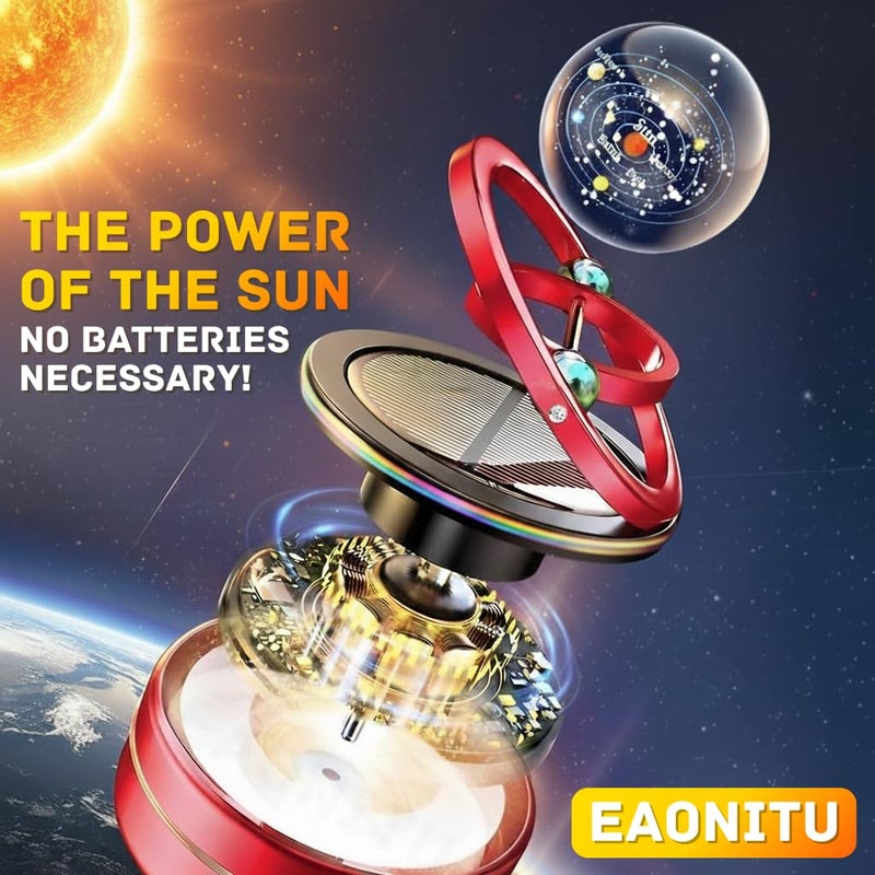eaonitu Solar Dashboard Spinner, Sun Powered Kinetic Car Decoration Diffuser, Space Theme Automotive Accessories, Spring Birthday Gift Exchange, Fragrance & Aroma Cores Sold Separately (Solarium Black) - Image 4