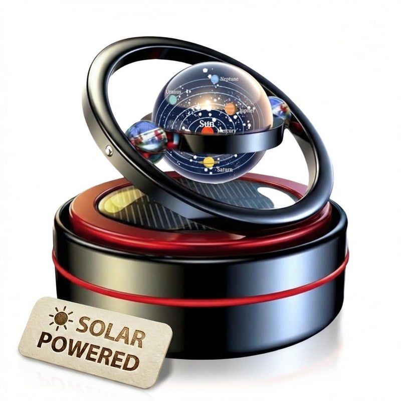 eaonitu Solar Dashboard Spinner, Sun Powered Kinetic Car Decoration Diffuser, Space Theme Automotive Accessories, Spring Birthday Gift Exchange, Fragrance & Aroma Cores Sold Separately (Solarium Black) - Image 1