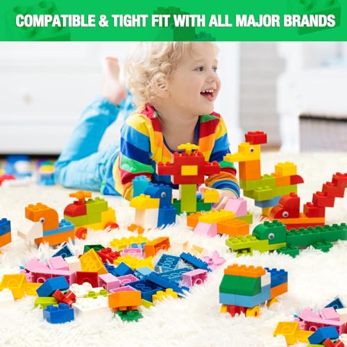 MANNIDOO Large Building Blocks for Kids Toddlers 161PCS Big Building Bricks with 10x10 Large Baseplates Compatible with Major Brands Blocks Birthday Gfits for Toddler Kid 9 Color13 Shape - Image 5