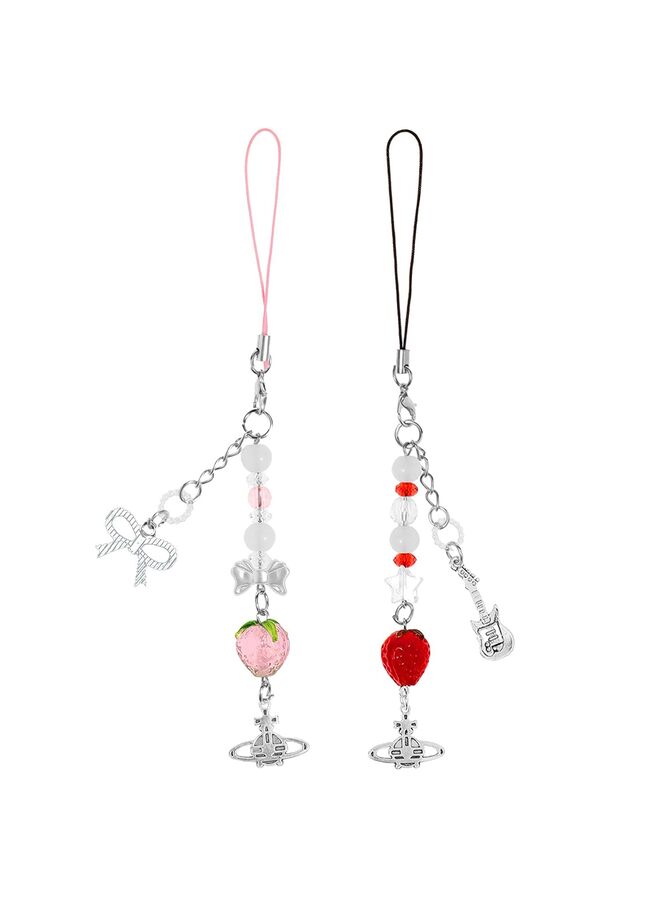Cute Phone Charms Aesthetic Cell Phone Charms Strap Pink Strawberry Butterfly Star PhoneCharm Accessories for Bag Keychain Camera Pendants Decor, 1, Resin, No Gemstone - Image 1
