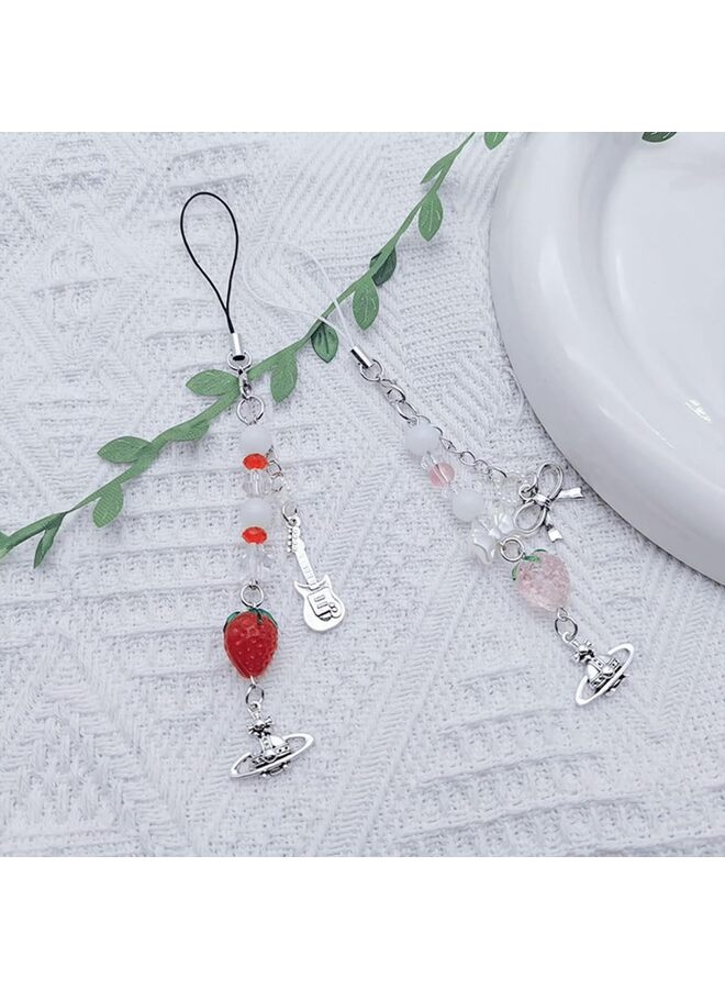 Cute Phone Charms Aesthetic Cell Phone Charms Strap Pink Strawberry Butterfly Star PhoneCharm Accessories for Bag Keychain Camera Pendants Decor, 1, Resin, No Gemstone - Image 4