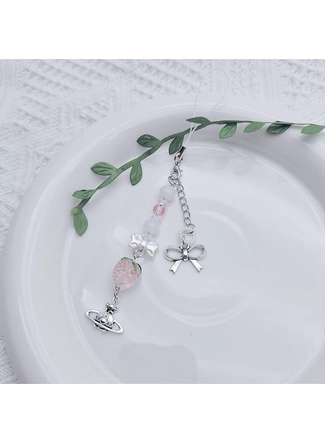 Cute Phone Charms Aesthetic Cell Phone Charms Strap Pink Strawberry Butterfly Star PhoneCharm Accessories for Bag Keychain Camera Pendants Decor, 1, Resin, No Gemstone - Image 3