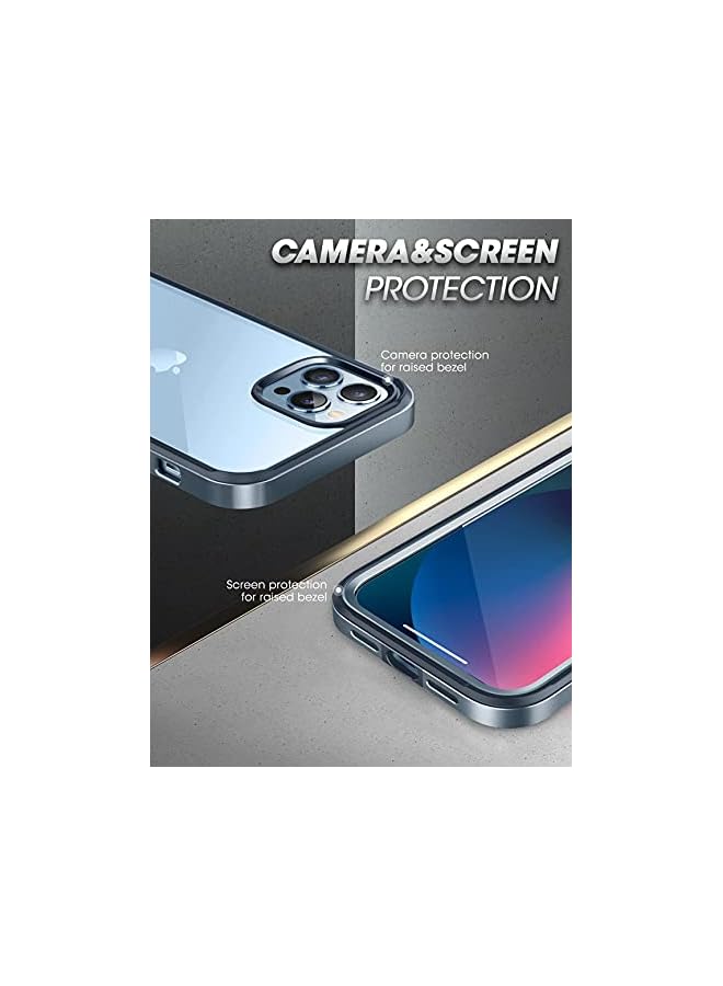 سوبكيس حافظة UB Edge Pro Series لهاتف iPhone 13 Pro (إصدار 2021) مقاس 6.1 بوصة، حافظة حماية شفافة بإطار نحيف مع واقي شاشة مدمج (أزرق سماوي) - Image 5