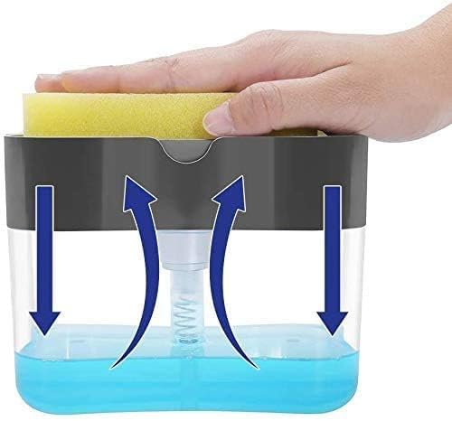 BKQPTL 2 in 1 Soap Dispenser for Bathroom Accessories Dishwasher Liquid Holder Liquid Dispenser Pump |Soap Pump 400 ML with Sponge Holder Kitchen Sink Accessories Items (Multi-Color) - Image 3