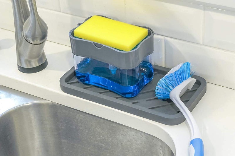 BKQPTL 2 in 1 Soap Dispenser for Bathroom Accessories Dishwasher Liquid Holder Liquid Dispenser Pump |Soap Pump 400 ML with Sponge Holder Kitchen Sink Accessories Items (Multi-Color) - Image 4