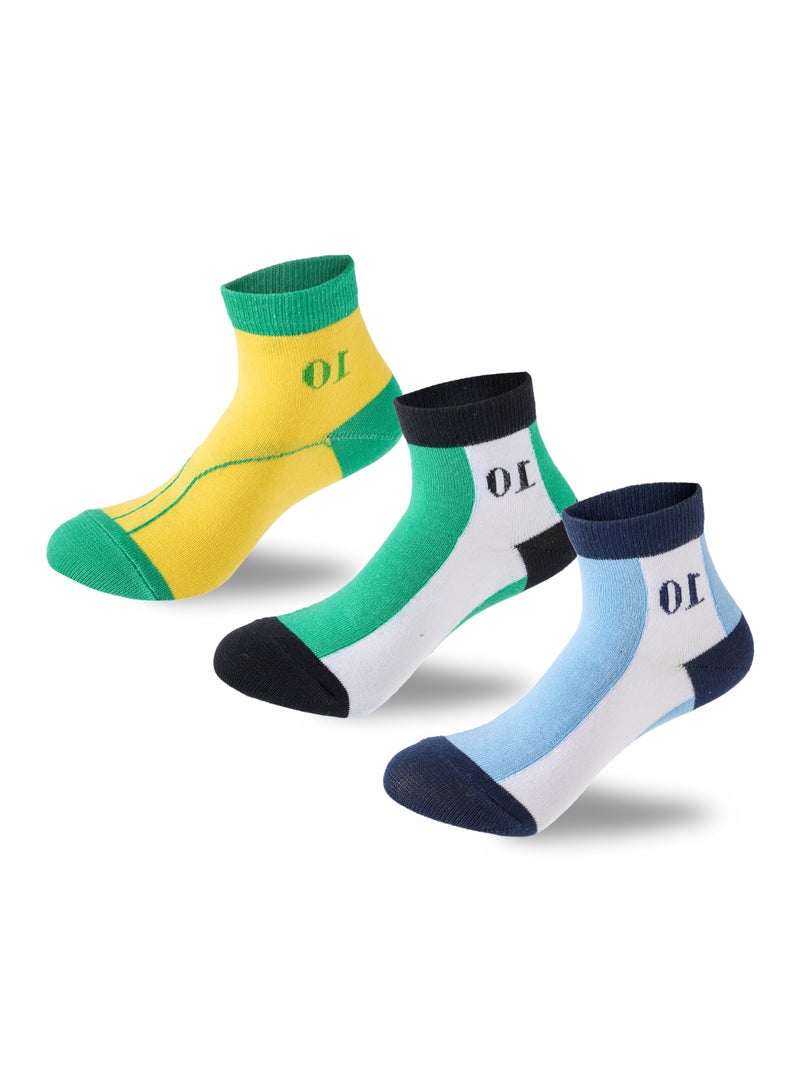 SAM SOCKS Kids Boys Set Of 3 Cotton Lycra WorldCup L-Shape Socks Multicolor - Image 1