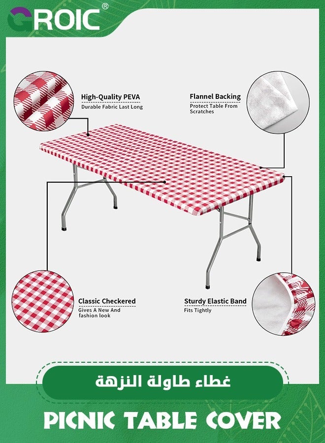 GROIC 3Pcs OutdoorLines Vinyl Fitted Picnic Table Cover with Bench Covers,Waterproof Camping Tablecloth for Table,lastic Covers Outdoor, Camping,72x30 Inches Patio - Image 5