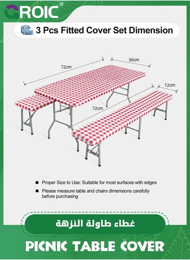 3Pcs OutdoorLines Vinyl Fitted Picnic Table Cover with Bench Covers,Waterproof Camping Tablecloth for Table,lastic Covers Outdoor, Camping,72x30 Inches Patio - pzsku/ZB2377BA7311DF6C245CDZ/45/_/1740641078/19bce7b5-9e27-46ae-a141-6ba172664ca6