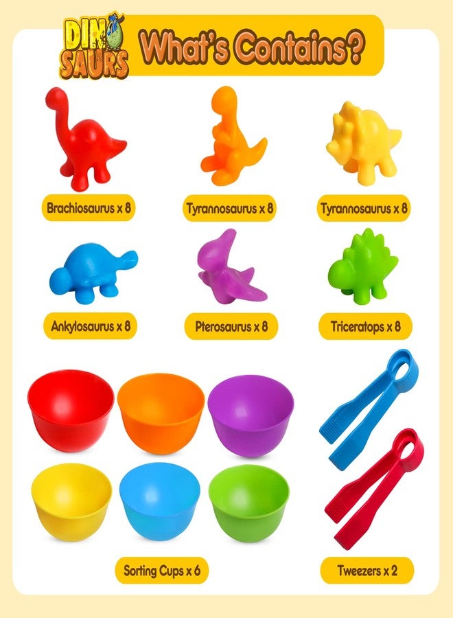 JOCHA Color Sorting and Counting Dinosaurs Toys for Toddlers 3 5 4 Years Old Preschool Matching Learning Educational Game Montessori Sensory Math Classification Activities Toys for Kids Boys Girls - Image 2