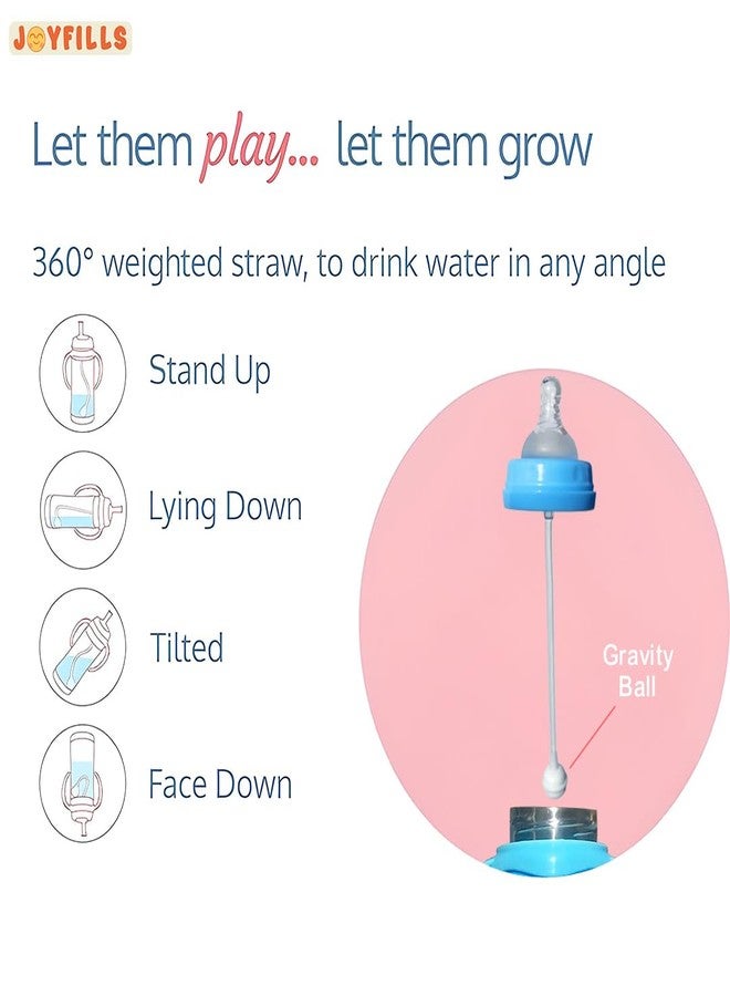 JOYFILLS 3-in-1 Stainless Steel Baby Feeding Bottle Set 240ml | Multi-Functional Milk, Water & Juice Sipper with Feeding Nipple & Straw | BPA Free | Leak Proof | for Newborn, Infant & Toddler - Image 5
