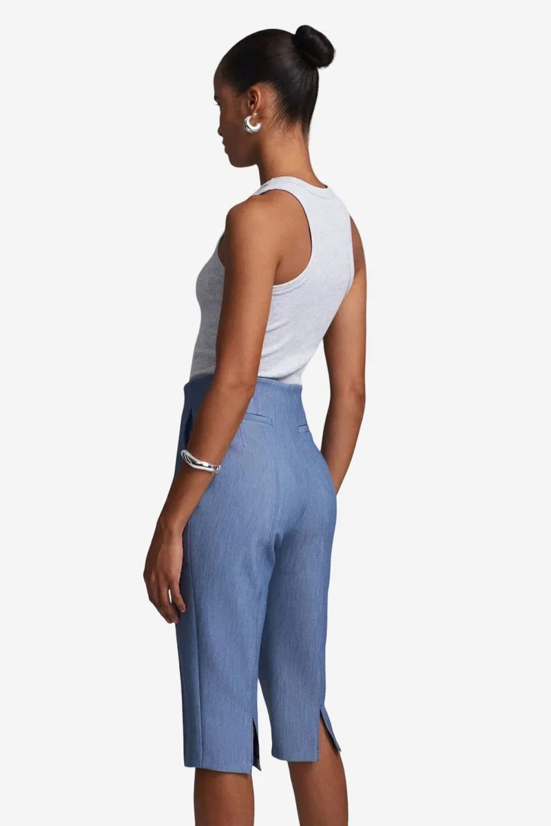 Dilvin Maya Blue DILVIN High-waist Straight Capri Shorts With Slit for Women | Best Price UAE