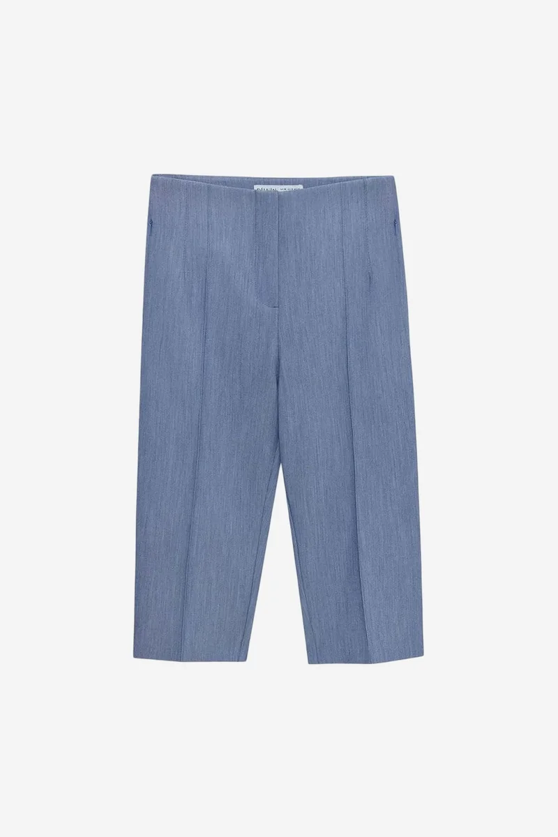 DILVIN High-waist Straight Capri Shorts With Slit