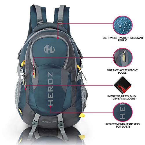 HEROZ Hammer Unisex Nylon 45 L Travel Laptop Backpack Water Resistant Slim Durable Fits Up to 17.3 Inch Laptop Notebook (ALL) (Grey & A. Blue 1000) - Image 4