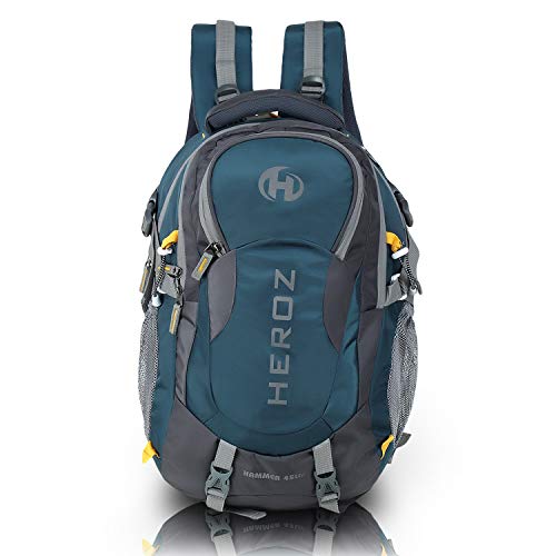 HEROZ Hammer Unisex Nylon 45 L Travel Laptop Backpack Water Resistant Slim Durable Fits Up to 17.3 Inch Laptop Notebook (ALL) (Grey & A. Blue 1000) - Image 1