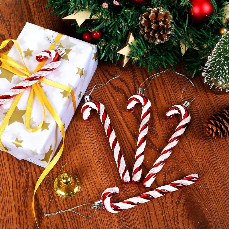 GWHOLE 12 Pack Glitter Candy Cane Ornaments - Image 3