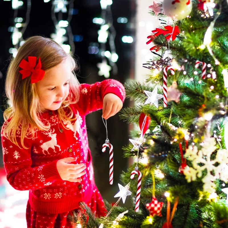 GWHOLE 12 Pack Glitter Candy Cane Ornaments - Image 5