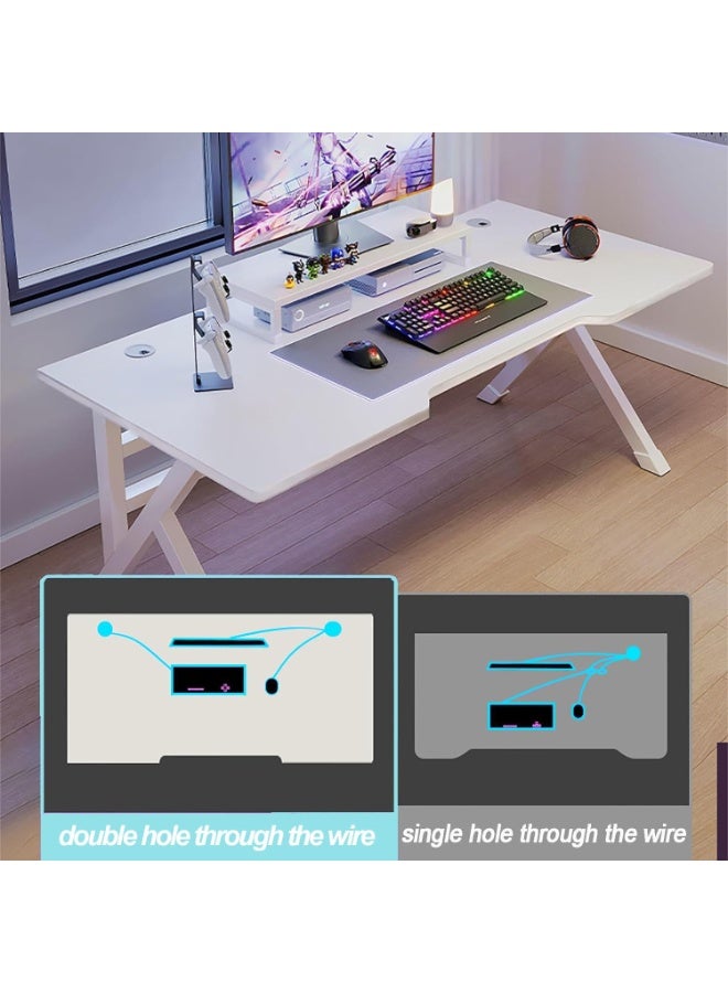 Beauenty Gaming Desktop Computer Desk,Home Office Desk,Versatile Gaming and Study Solution for Modern Homes,Ideal for Students and Gamers,Spacious and Functional (White,140x60x75CM) - Image 3