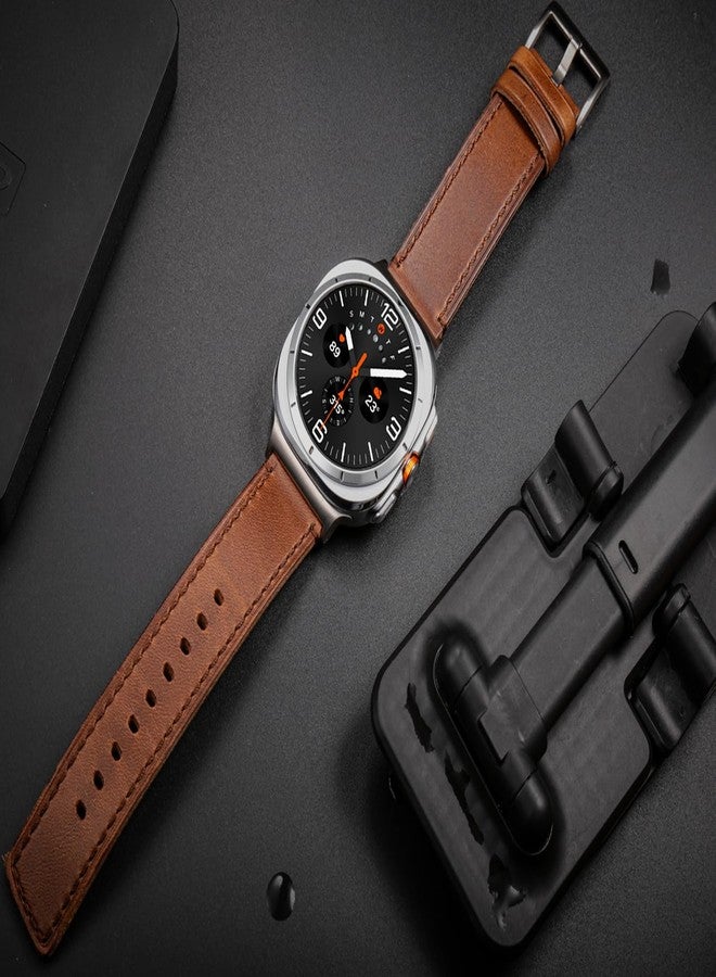 DAVILANE Compatible with Samsung Galaxy Watch Ultra Bands (2025/2024),Vintage Horween Leather Wristband Replacement Strap for Galaxy Watch 7 Ultra Band 47mm/Watch 8 Ultra Men Women - Image 2