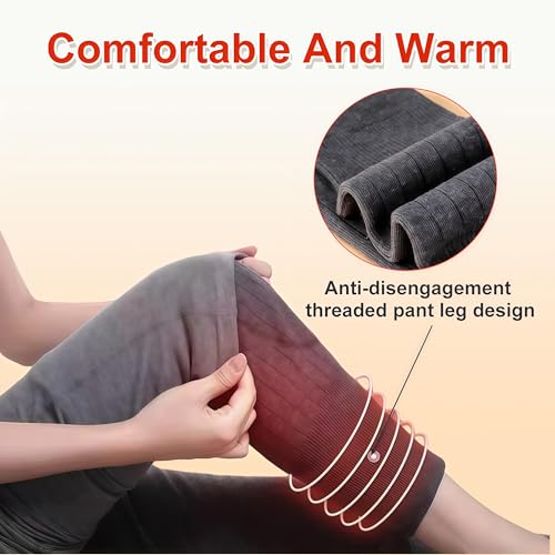 Elandy 1 Pair(2PCS) Fleece Lined Knee Warmers for Winter, Dark Grey Cashmere-Like Thermal Knee Pads,Unisex Adults Elastic Warm Knee Brace for Cycling Outdoor Daily Wear - Image 5