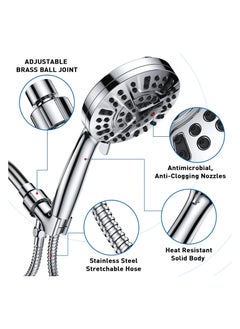 GTSOL High Pressure Shower Head with Handheld, 8 Spray Settings + 2 Power Jet Modes Shower Heads, 5.04" Detachable Showerhead Set with Stainless Steel Hose and Adjustable Bracket  - Image 5