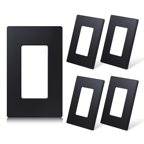 ELEGRP Matte Black 1-Gang Screwless Decorative Wall Plates, Standard Size Unbreakable Thermoplastic Faceplate Cover for Decorator Receptacle Outlet Switch, UL Listed (5 Pack) - Image 1
