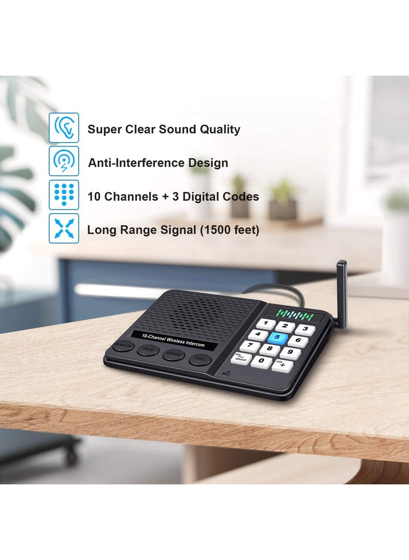 GLCONN Intercoms Wireless for Home - 10 Channel 3 Privacy Code Wireless Intercom System for Home House Business Office - GLCONN 1.1 Mile Range Room to Room Intercom Communication System - 2 Pack  - Image 2