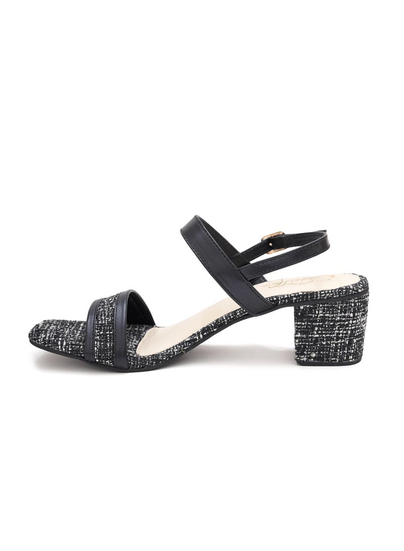 Sole House Sole House Timeless Charm: Classic Tweed Block Heels with Modern Straps - perfect for parties, celebrations & special occasions.  - Image 4