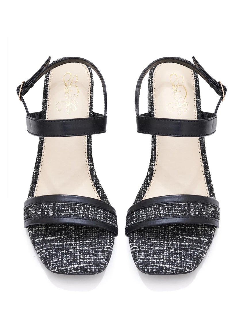 Sole House Sole House Timeless Charm: Classic Tweed Block Heels with Modern Straps - perfect for parties, celebrations & special occasions.  - Image 5