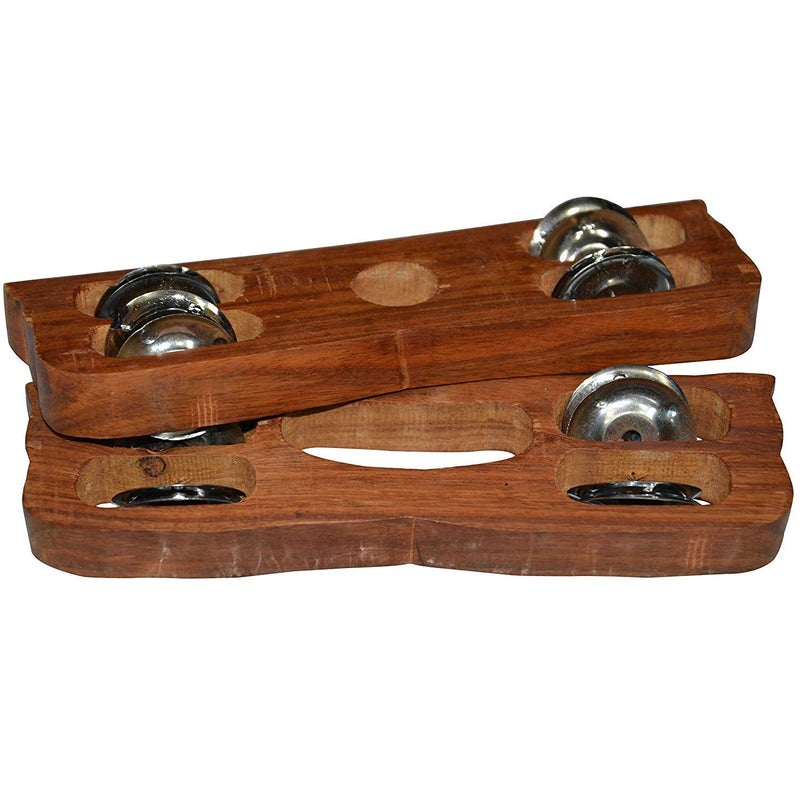 DESCTIDY Wooden 2 Pair of Kartal Hand-Cymbals Indian Musical Percussion Instrument 4Pc - Image 3